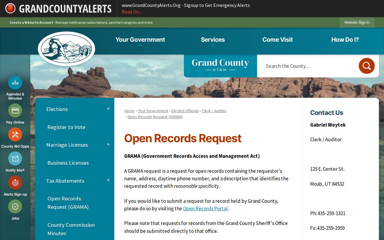 Grand County release records request instructions