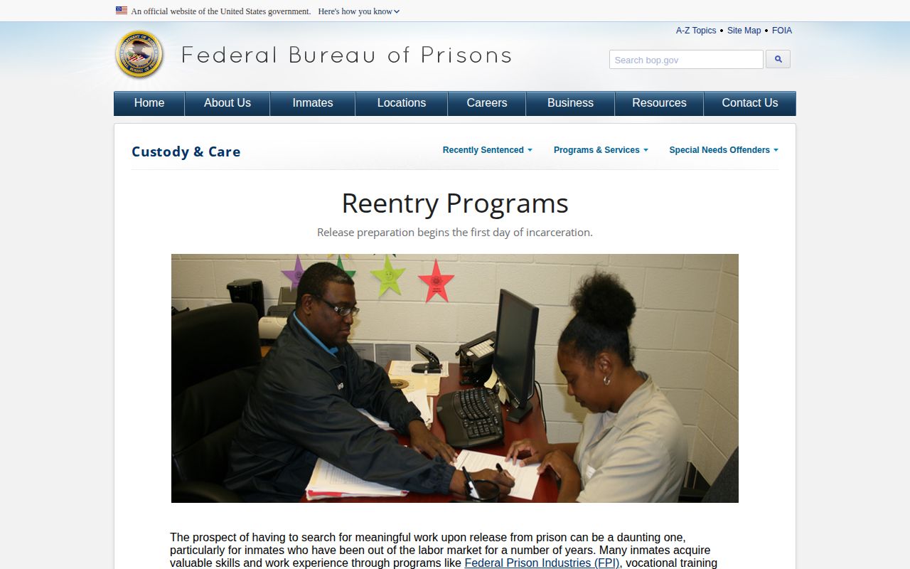 BOP released and not in custody status context for Grand County federal records