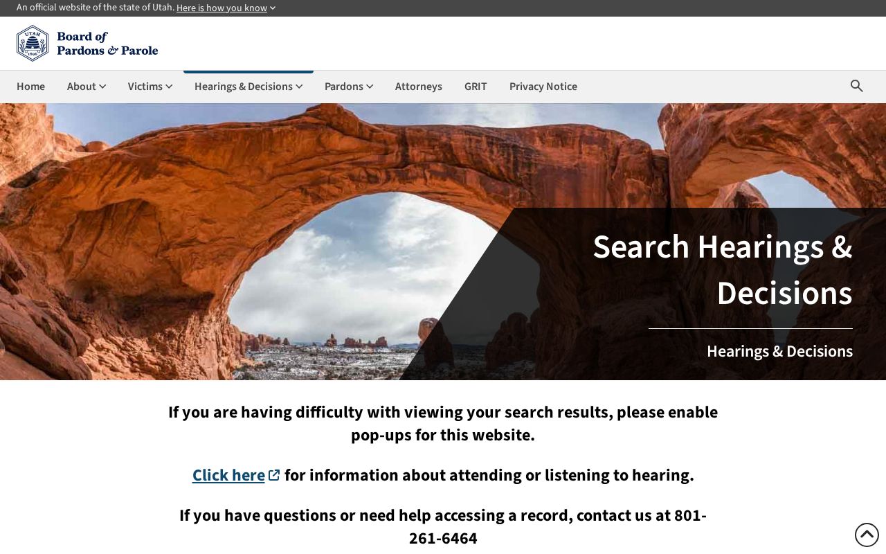 Utah parole decision search used with Moab AP and P release supervision