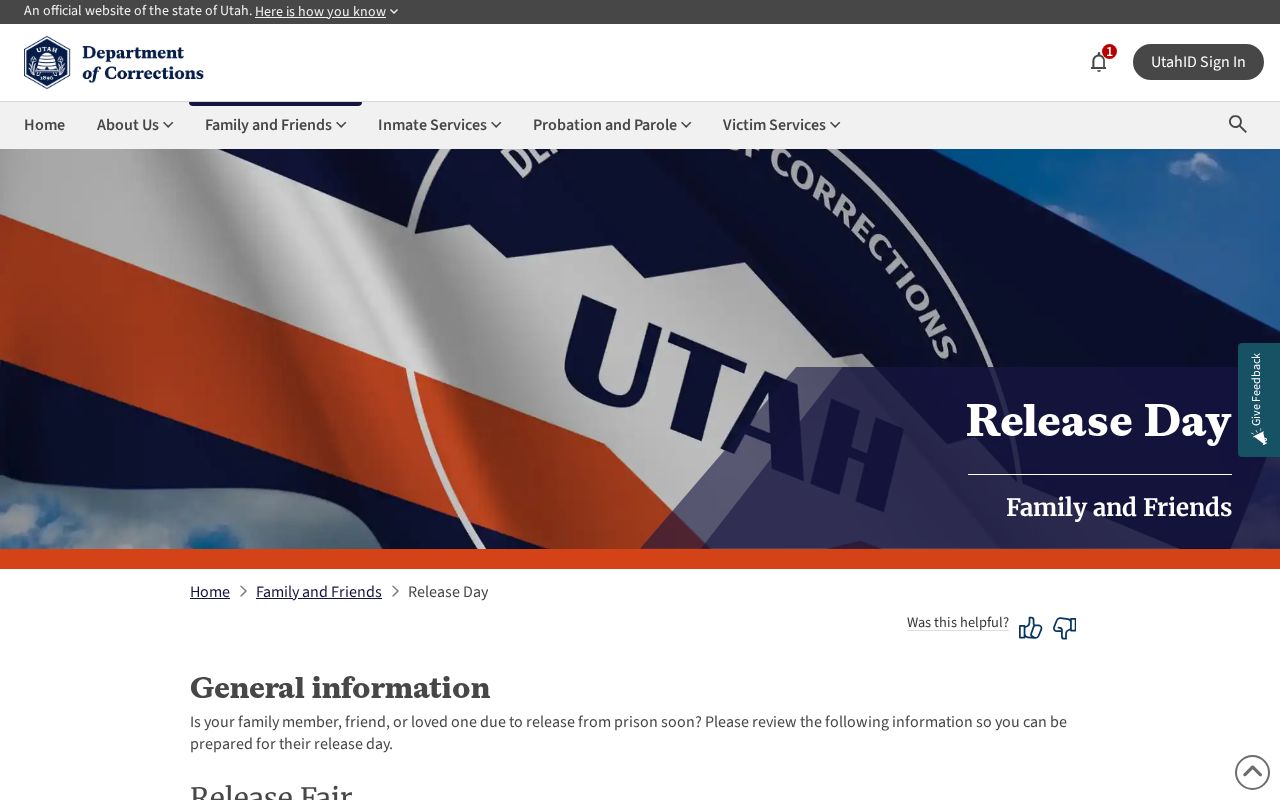 Utah state release process for Grand County inmates